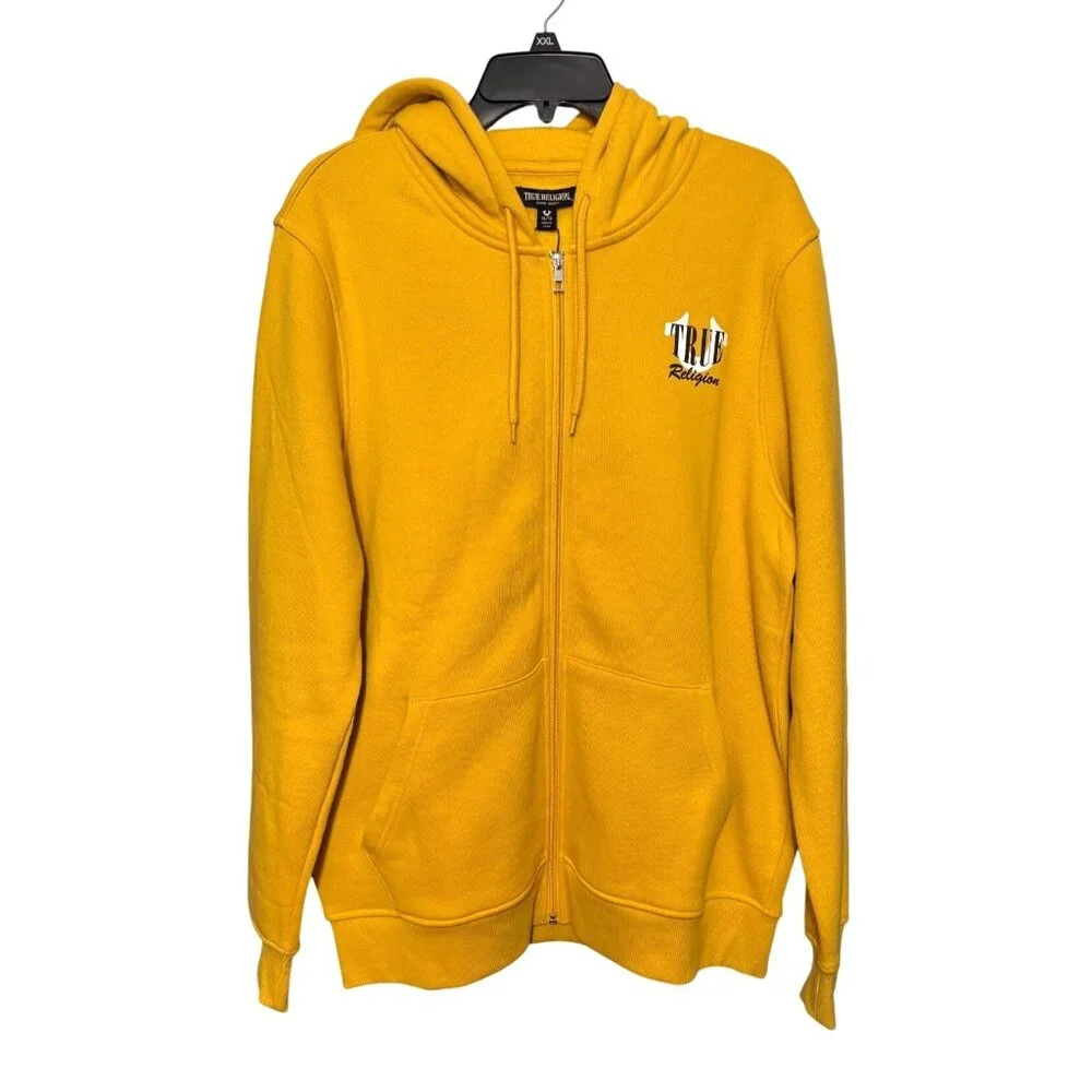True Religion Men’s XL Mustard Yellow Buddha Graphic Zip Hoodie NWT Streetwear‎